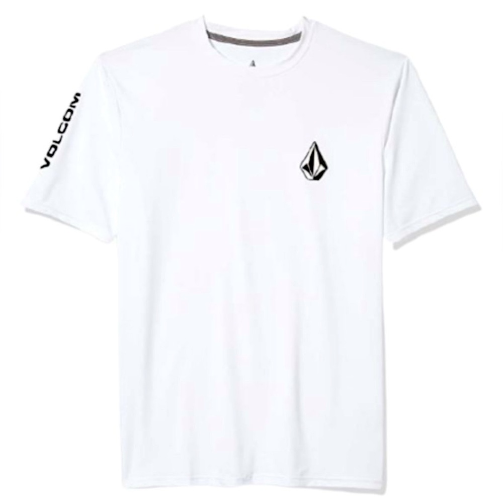 Volcom Men's Solid Short Sleeve Anti-UV 30+ UPF Rashguard - White XXL